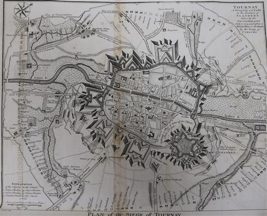A collection of thirty six 18th century uncoloured siege or battle maps for the Tower of:
